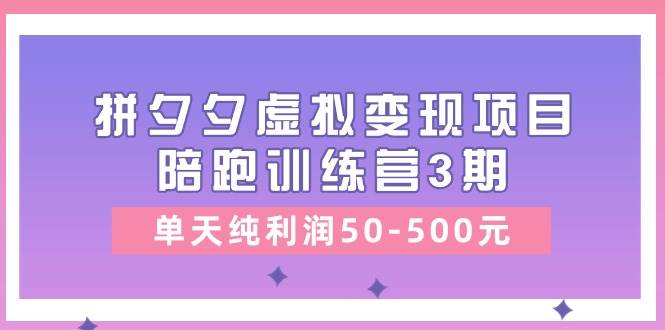 某收费培训《拼夕夕虚拟变现项目陪跑训练营3期》单天纯利润50-500元-西瓜网创