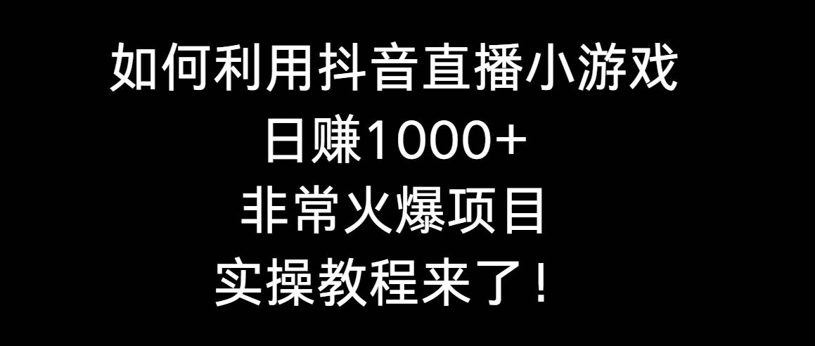 如何利用抖音直播小游戏日赚1000+，非常火爆项目，实操教程来了！-西瓜网创