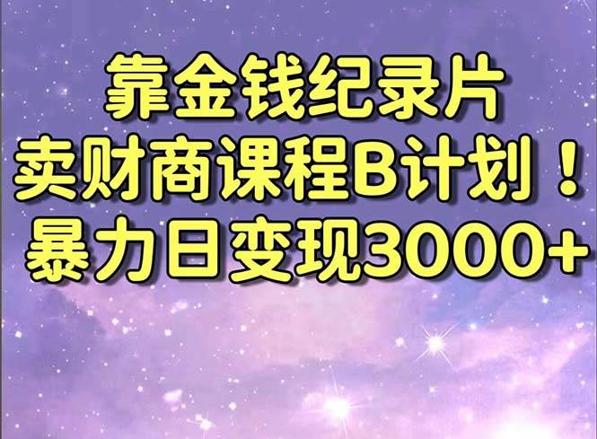 靠金钱纪录片卖财商课程B计划！暴力日变现3000+，喂饭式干货教程！-西瓜网创