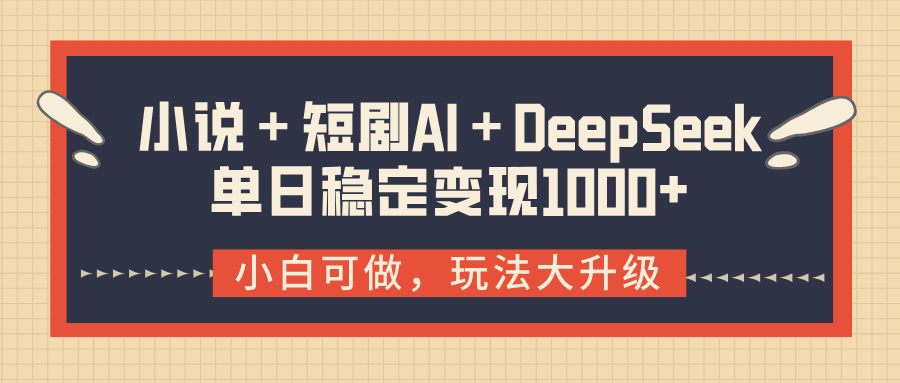 小说＋短剧AI＋DeepSeek结合变现，单日稳定变现1000+-西瓜网创