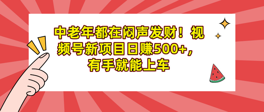 中老年都在闷声发财！视频号新项目日赚500+，有手就能上车-西瓜网创