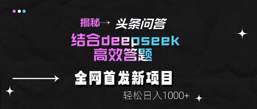 揭秘头条问答新玩法！结合deepseek高效答题，轻松日入1000+-西瓜网创