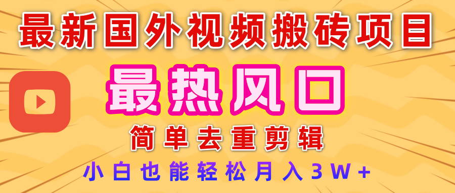 2025最新热门风口，国外视频搬砖项目，简单去重剪辑，小白也能轻松月入3W+-西瓜网创