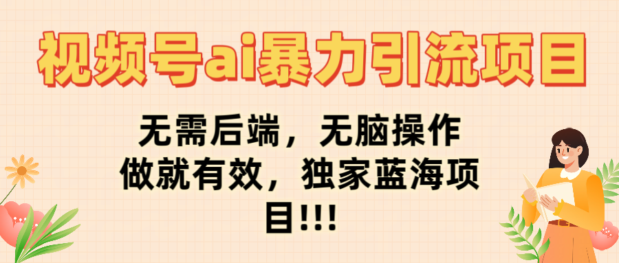 视频号ai暴力引流项目，无需后端，无脑操作，做就有效，独家蓝海项目!!!-西瓜网创