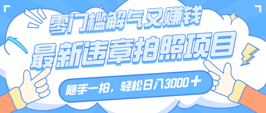 解气又赚钱的项目，随手一拍，轻松收入3000+，最新违章拍照赚钱-西瓜网创