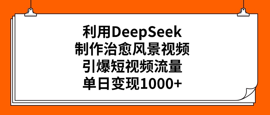 利用DeepSeek，制作治愈风景视频，引爆短视频流量，单日变现1000+-西瓜网创