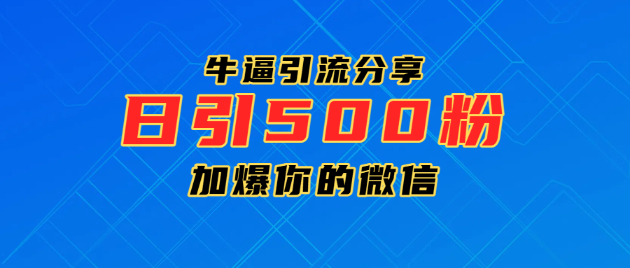 超牛逼引流分享，日引300-500粉，加爆你的微信-西瓜网创