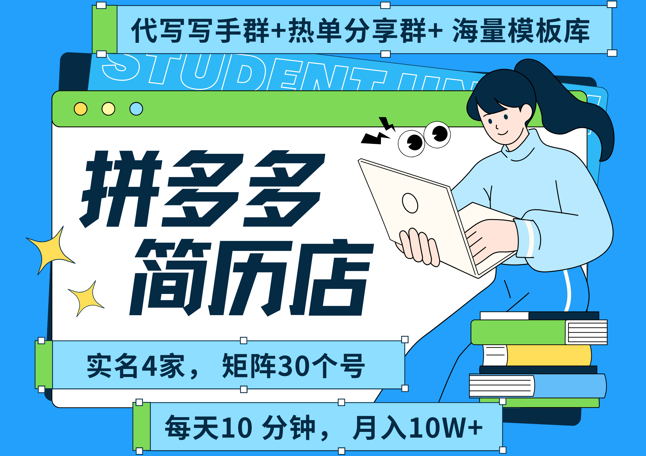 拼多多 虚拟资料 简历 海报代写 全SOP流程 毫无保留分享（含后端资料以及代写渠道）每天十分钟 每人实名四个店  矩阵30个账号  轻轻松松 月入10W-西瓜网创