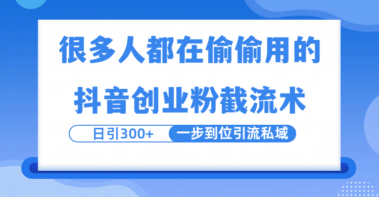 很多人都在偷偷用的抖音创业粉截留术，日引300+，一步到位引流到私域-西瓜网创