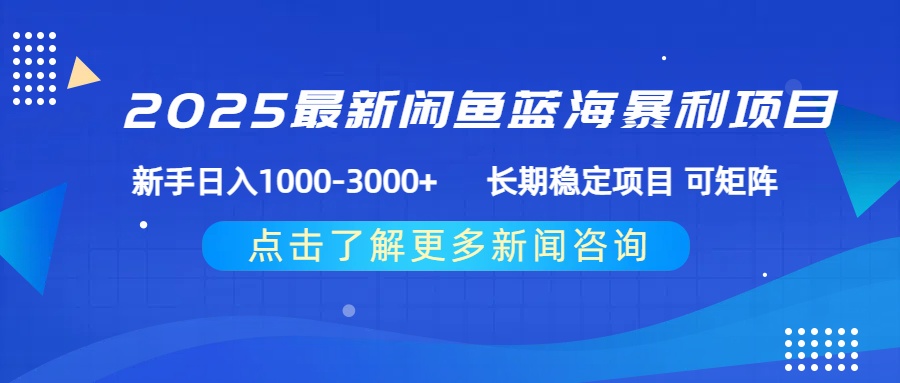 2025最新闲鱼蓝海暴利项目 ，新手日入1000-3000+ 长期稳定项目 可矩阵-西瓜网创