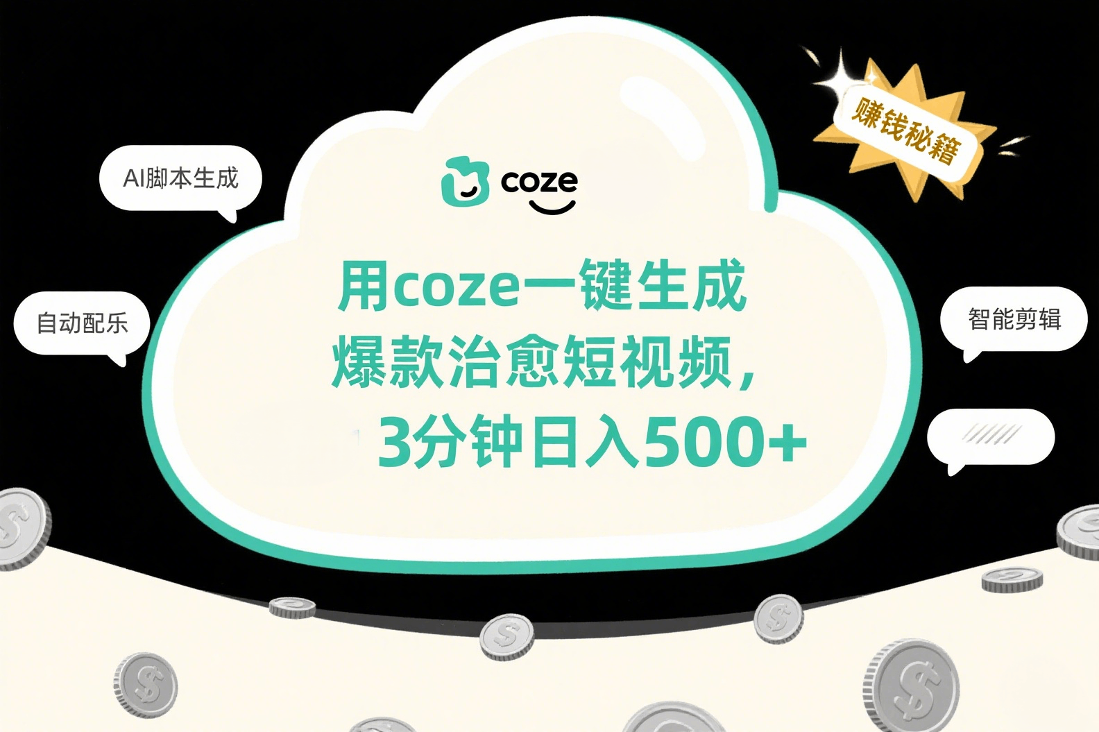 用coze一键生成爆款治愈短视频，3分钟日入500+-西瓜网创