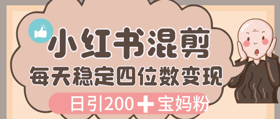 价值 3980 的小红书混剪， 虚拟变现，日引 200+宝妈创业粉，每天稳定四位数变现-西瓜网创
