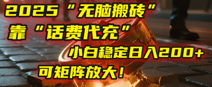无脑搬砖项目：靠“话费代充”，小白稳定日入200+，可矩阵放大！-西瓜网创