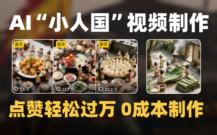 爆款1000W+微缩景观迷你小人国AI视频，0成本制作全流程教学-西瓜网创