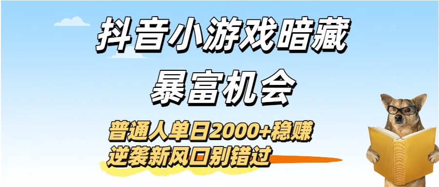 抖音小游戏暗藏暴富机会！普通人单日2000+稳赚，逆袭新风口别错过-西瓜网创