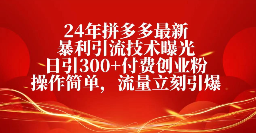 25年拼多多最新暴利引流技术曝光、日引300+付费创业粉操作简单，流量立刻引爆-西瓜网创