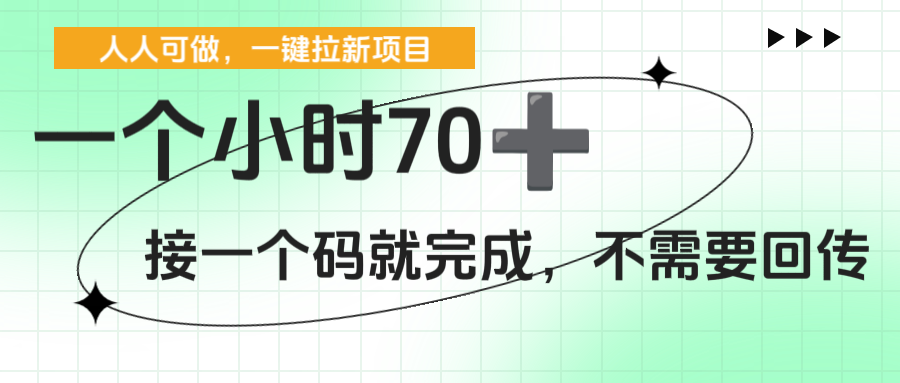 一个小时70+，一键拉新项目，接一个码就完成，不需要回传-西瓜网创