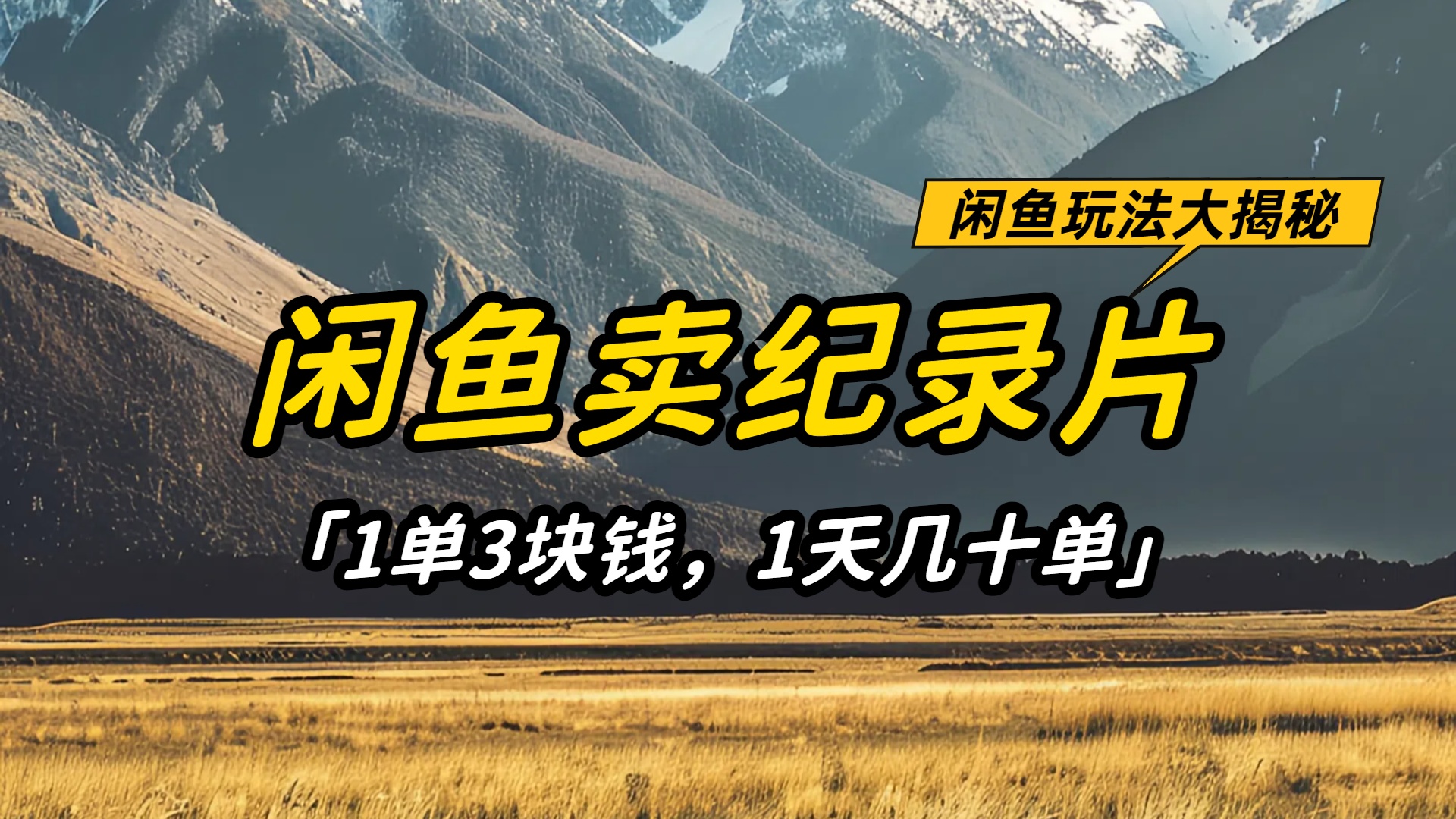 闲鱼卖纪录片1单3块钱，1天几十单，项目稳定有潜力-西瓜网创