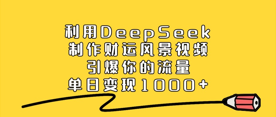 利用DeepSeek制作财运风景视频，引爆视频流量，单日变现1000+-西瓜网创